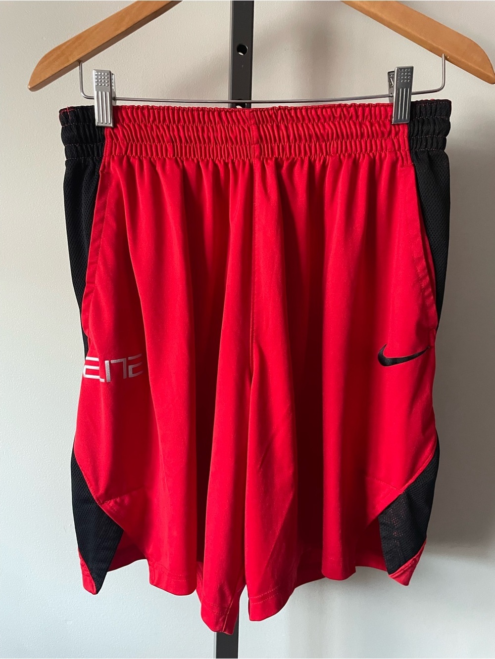 Nike Elite Men's Dri-Fit Basketball Shorts Red Black Size Large L Athletic